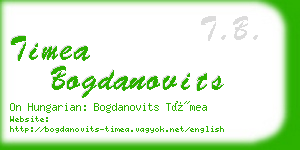 timea bogdanovits business card